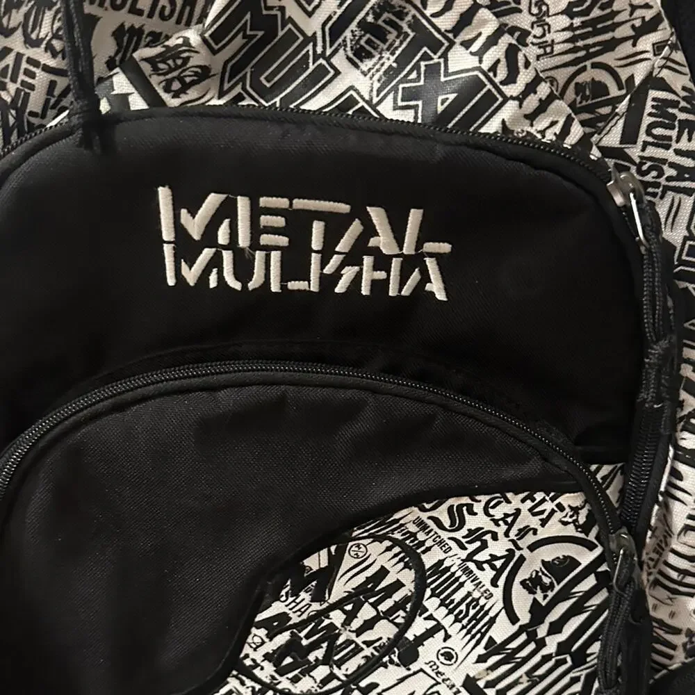 NWOT Rare Metal Mulisha Backpack Vintage Black White Laptop Bag Tons of Pockets - Picture 3 of 14